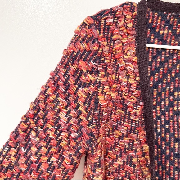 Anthropologie MOTH Keavy Cotton Wool Blend Knit Tweed Chunky Open Front Cardigan - Picture 9 of 12